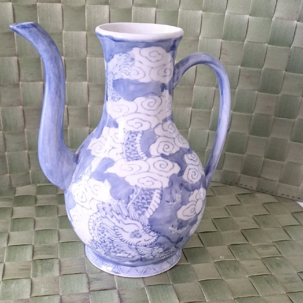 Pier 1 Blue and White Ceramic Teapot